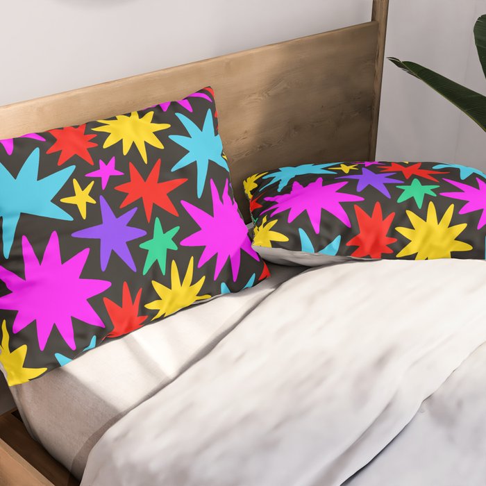 Colorful fun star shape art pattern Pillow Sham Gallery Image 2