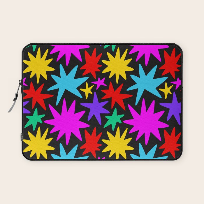 Colorful fun star shape art pattern Laptop Sleeve Gallery Image 1