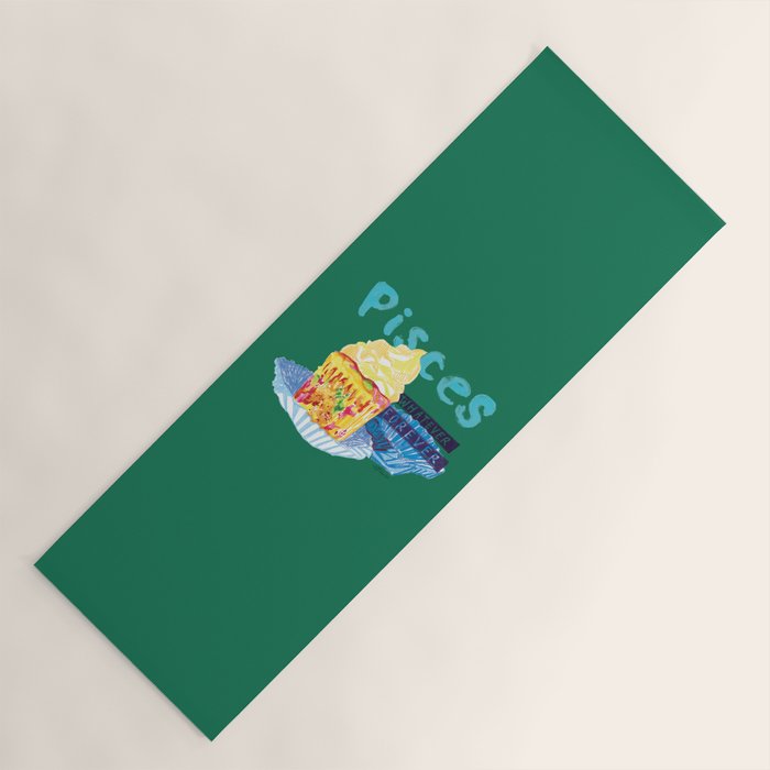 Pisces Chill Vibes in Chive Green | Zodiac Series  Yoga Mat Gallery Image 1