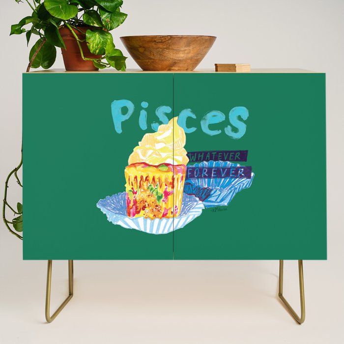 Pisces Chill Vibes in Chive Green | Zodiac Series  Credenza Gallery Image 1