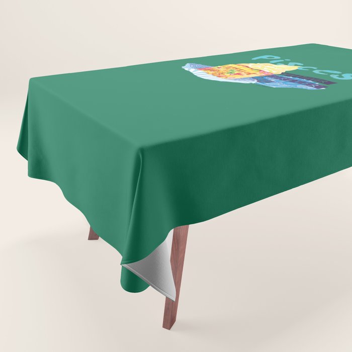 Pisces Chill Vibes in Chive Green | Zodiac Series  Tablecloth Gallery Image 1