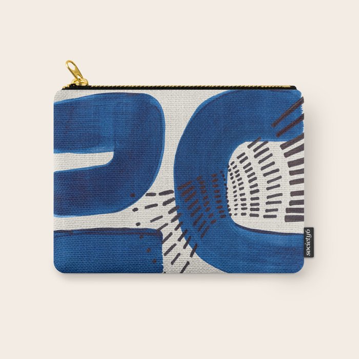 Colorful Mid Century Modern Abstract Fun Shapes Patterns Navy Blue Abstract Expressionism Carry All Pouch Gallery Image 1