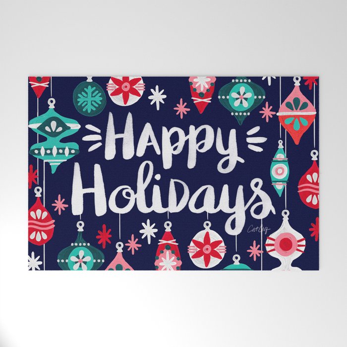 Happy Holidays - Navy Welcome Mat Gallery Image 1