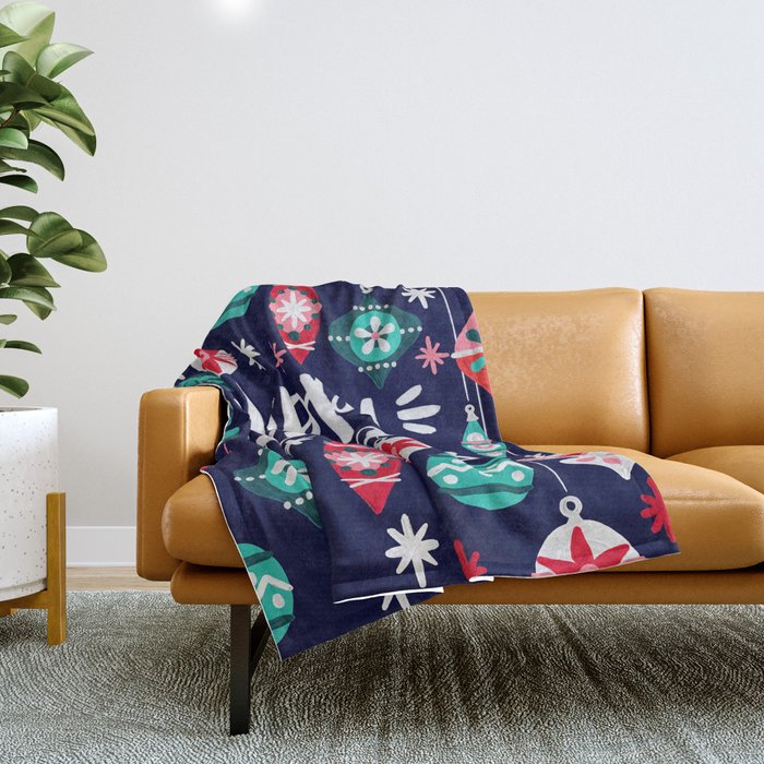 Happy Holidays - Navy Throw Blanket Gallery Image 1