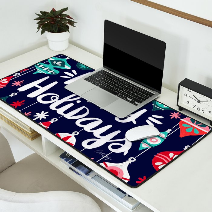 Happy Holidays - Navy Desk Mat Gallery Image 2