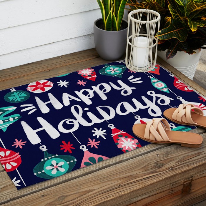 Happy Holidays - Navy Outdoor Rug Gallery Image 2