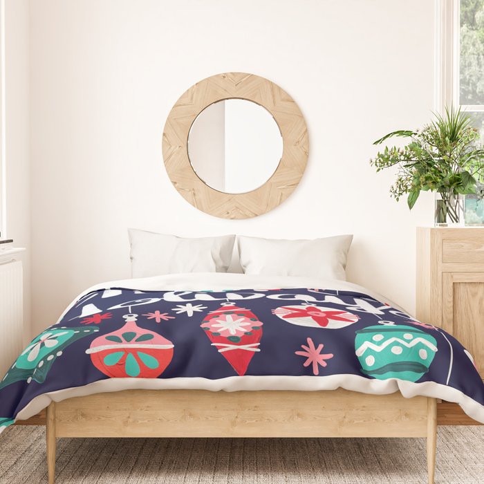 Happy Holidays - Navy Duvet Cover Gallery Image 3