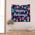 Happy Holidays - Navy Wall Tapestry Gallery Image 2