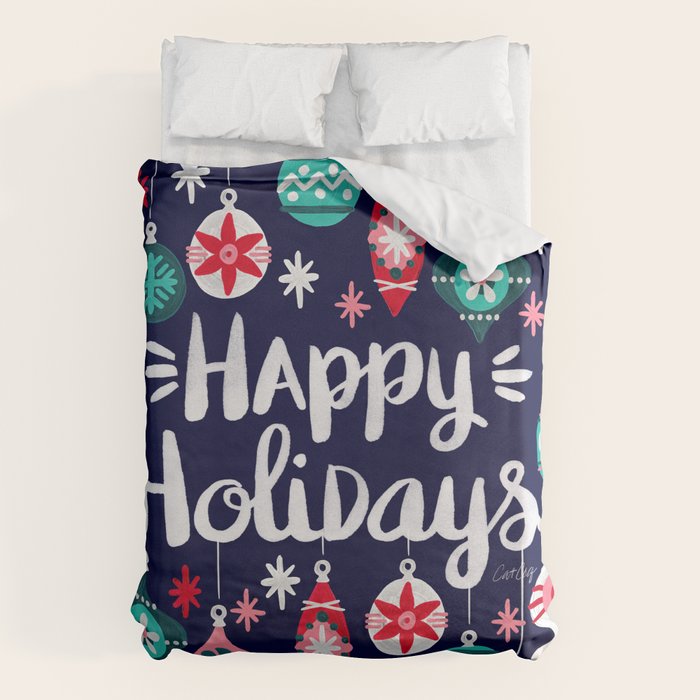Happy Holidays - Navy Duvet Cover Gallery Image 1