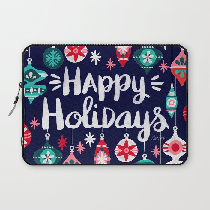 Happy Holidays - Navy Laptop Sleeve Gallery Image 1