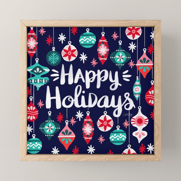 Happy Holidays - Navy Mini Art Print Gallery Image 1