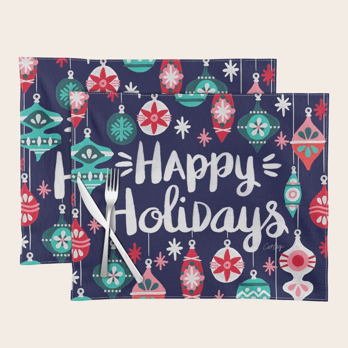 Happy Holidays - Navy Placemat Gallery Image 1