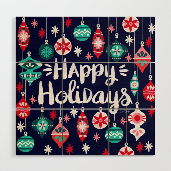 Happy Holidays - Navy Wood Wall Art Gallery Image 1