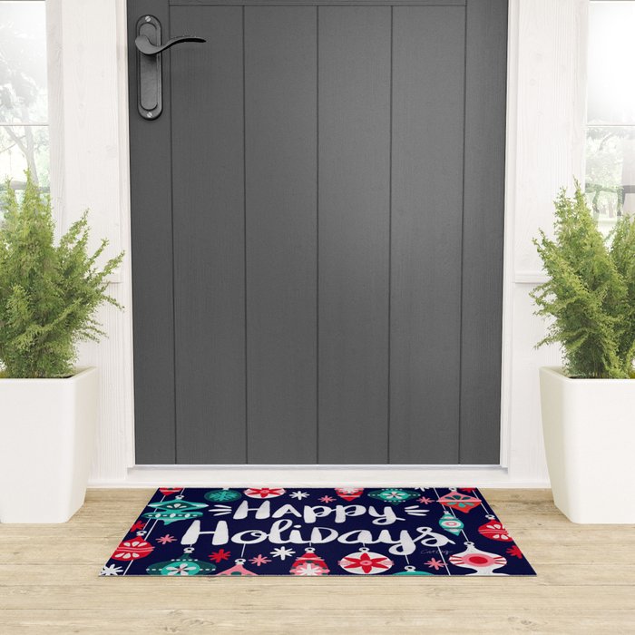 Happy Holidays - Navy Welcome Mat Gallery Image 3