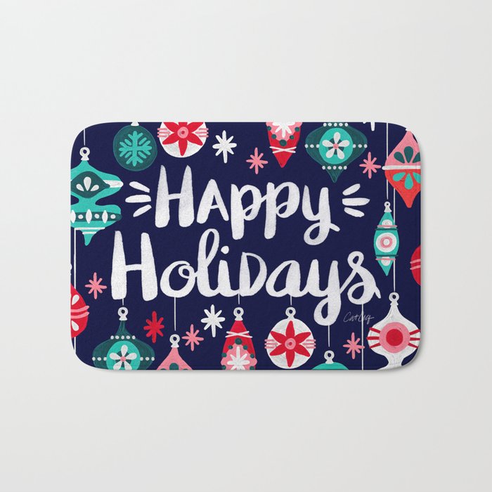 Happy Holidays - Navy Bath Mat Gallery Image 1
