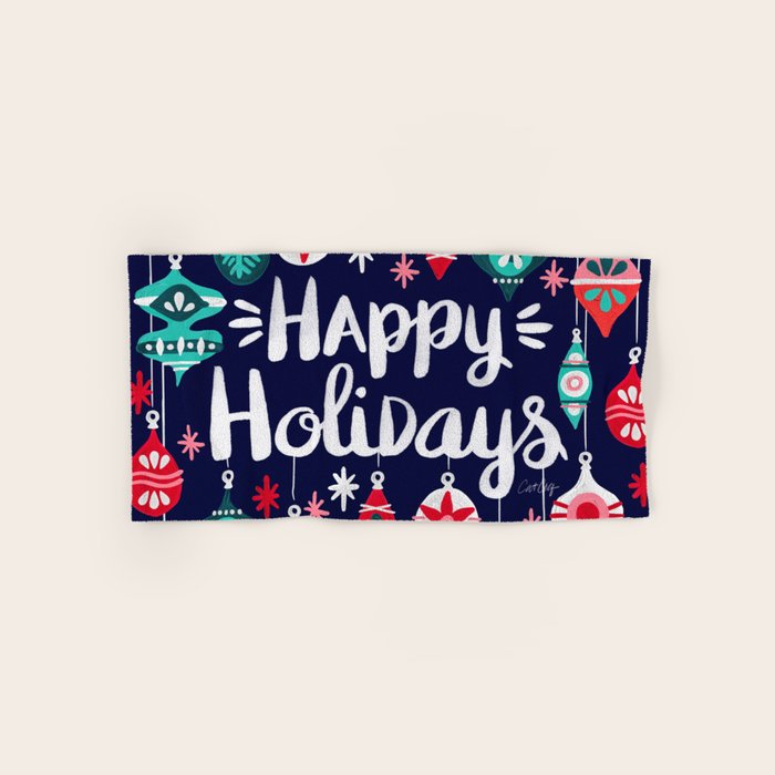 Happy Holidays - Navy Bath Towel Gallery Image 1