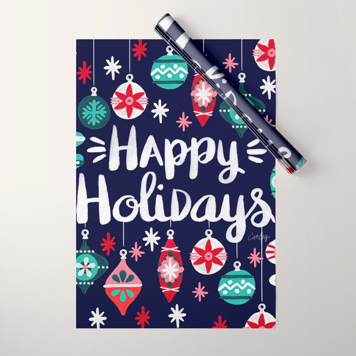 Happy Holidays - Navy Wrapping Paper Gallery Image 1