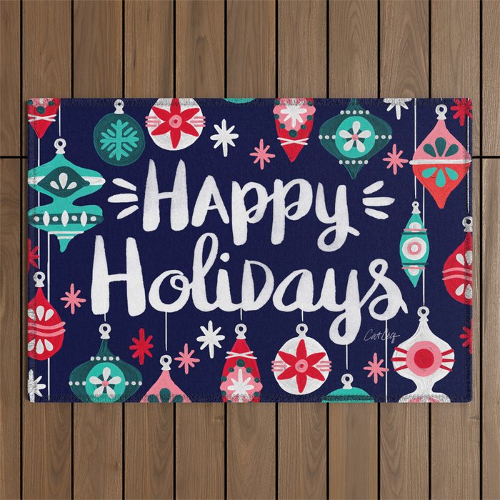 Happy Holidays - Navy Outdoor Rug Gallery Image 1