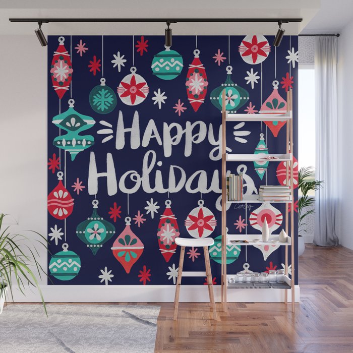 Happy Holidays - Navy Wall Mural Gallery Image 1