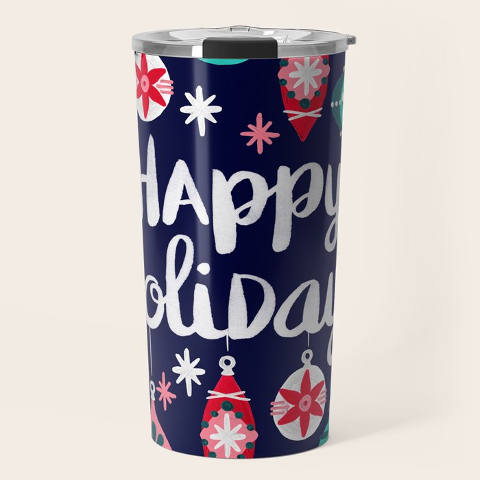 Happy Holidays - Navy Travel Mug Gallery Image 1