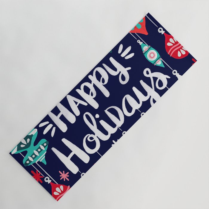 Happy Holidays - Navy Yoga Mat Gallery Image 1