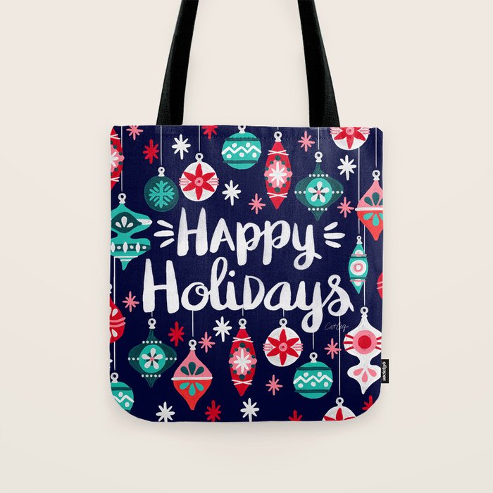 Happy Holidays - Navy Tote Bag Gallery Image 1