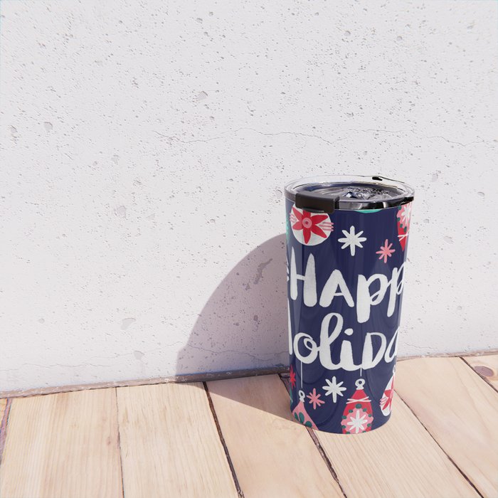 Happy Holidays - Navy Travel Mug Gallery Image 4