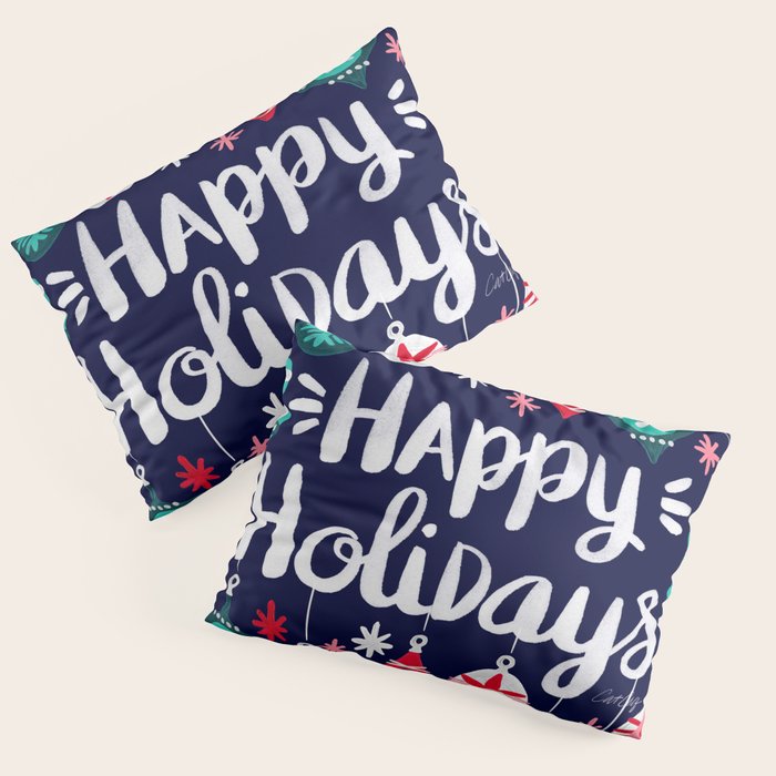 Happy Holidays - Navy Pillow Sham Gallery Image 1
