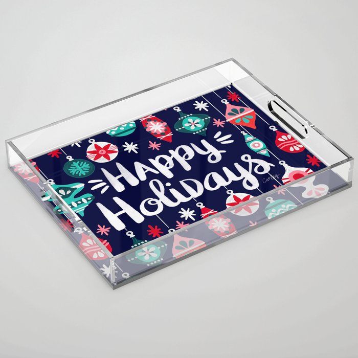 Happy Holidays - Navy Acrylic Tray Gallery Image 1