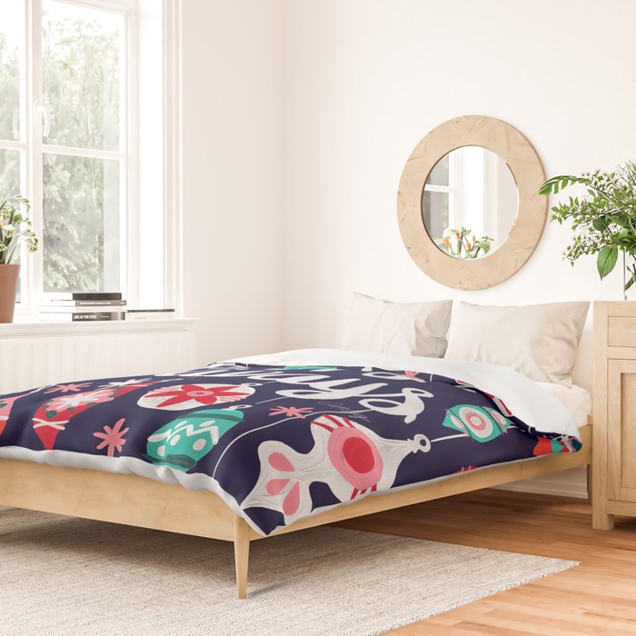 Happy Holidays - Navy Duvet Cover Gallery Image 2