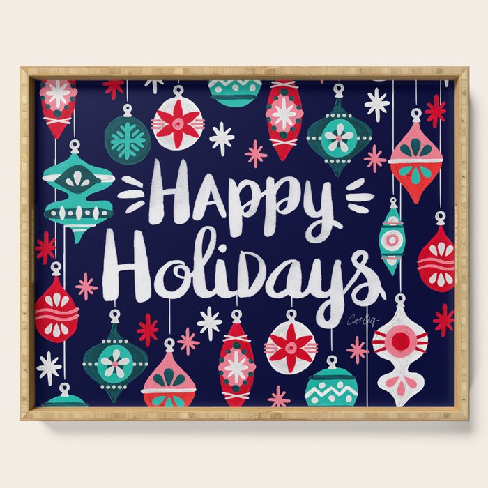 Happy Holidays - Navy Serving Tray Gallery Image 1