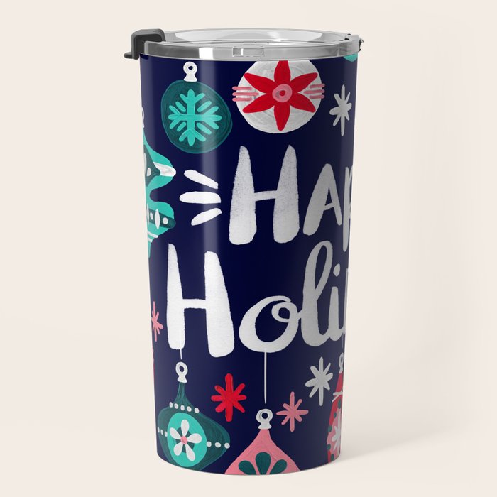 Happy Holidays - Navy Travel Mug Gallery Image 3