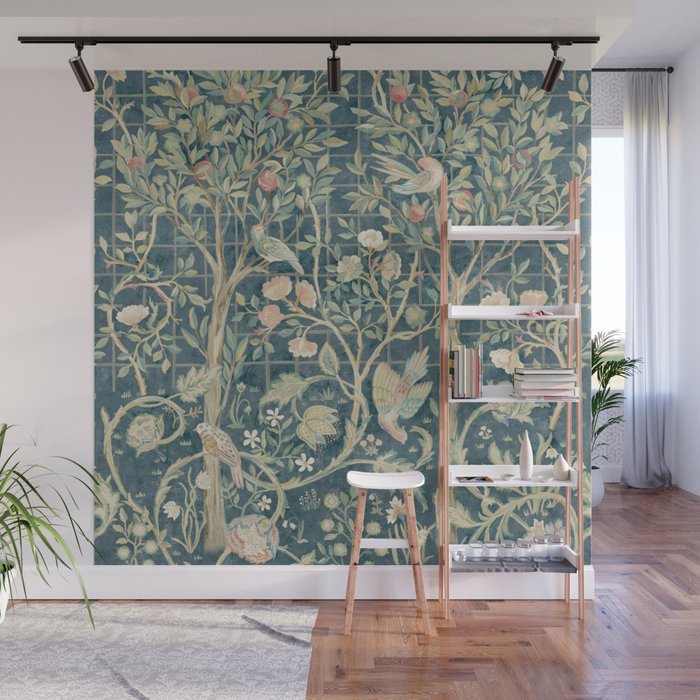 William Morris Vintage Melsetter Indigo Rose  Wall Mural Gallery Image 1