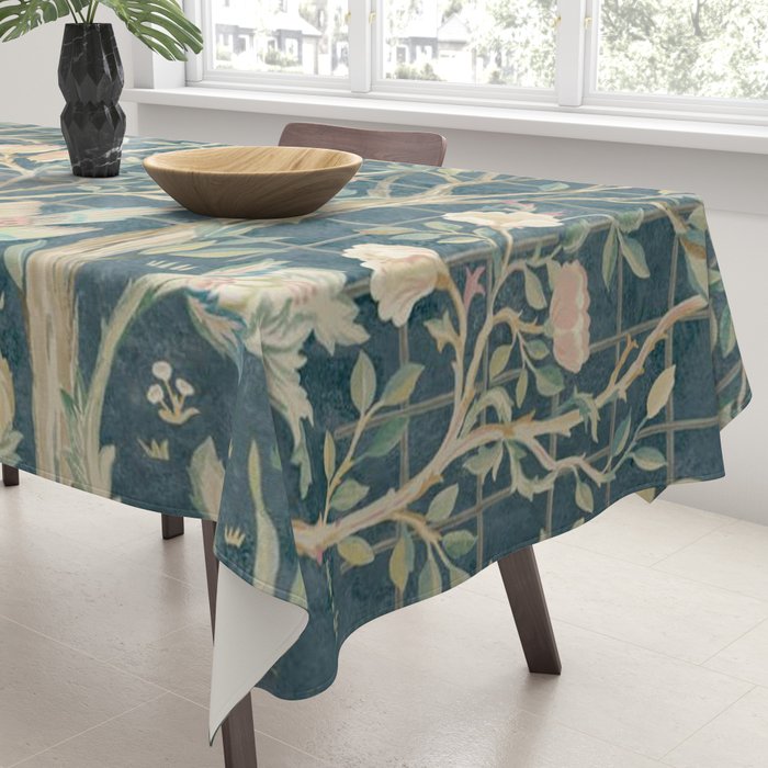 William Morris Vintage Melsetter Indigo Rose  Tablecloth Gallery Image 3