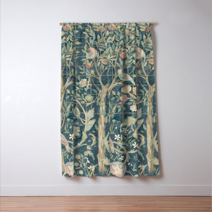 William Morris Vintage Melsetter Indigo Rose  Window Curtain Gallery Image 3
