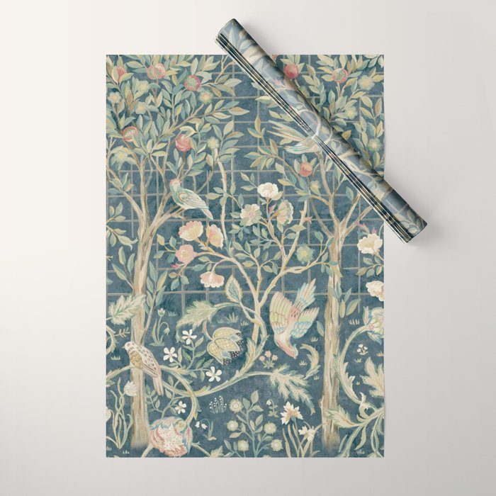 William Morris Vintage Melsetter Indigo Rose  Wrapping Paper Gallery Image 1