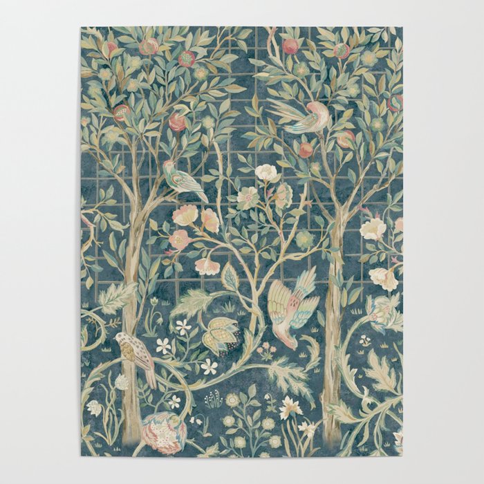 William Morris Vintage Melsetter Indigo Rose  Poster Gallery Image 4