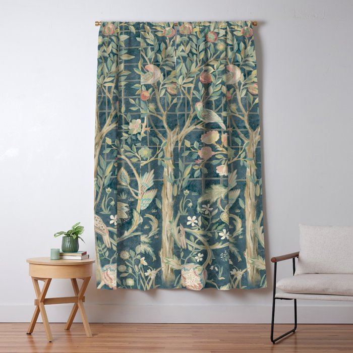 William Morris Vintage Melsetter Indigo Rose  Window Curtain Gallery Image 5