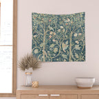 William Morris Vintage Melsetter Indigo Rose  Wall Tapestry Gallery Image 2