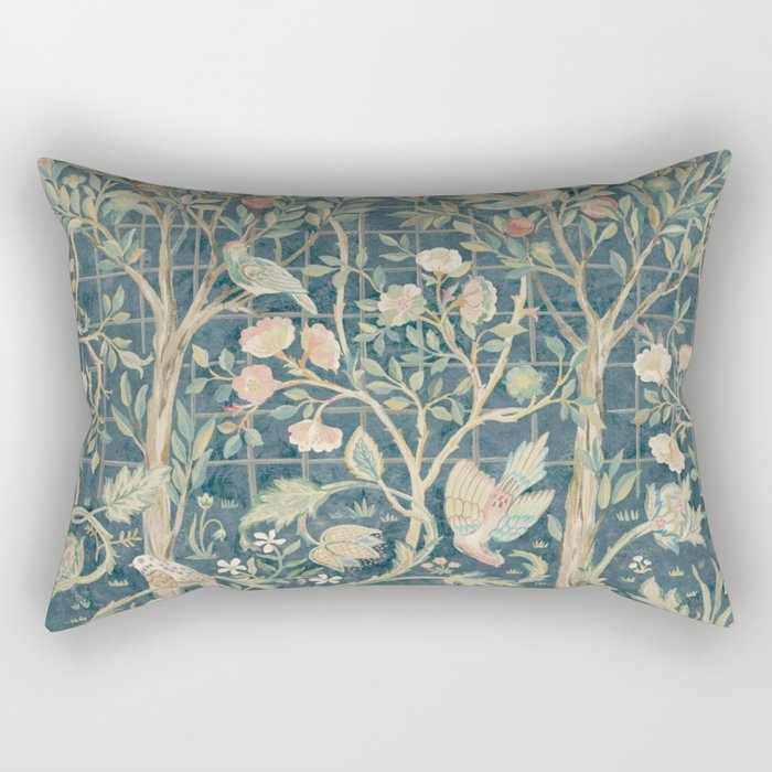 William Morris Vintage Melsetter Indigo Rose  Rectangular Pillow Gallery Image 1