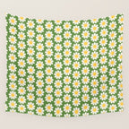 Retro Green Daisy Pattern Wall Tapestry Gallery Image 4
