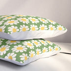 Retro Green Daisy Pattern Pillow Sham Gallery Image 3