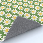 Retro Green Daisy Pattern Rug Gallery Image 4