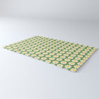 Retro Green Daisy Pattern Rug Gallery Image 3
