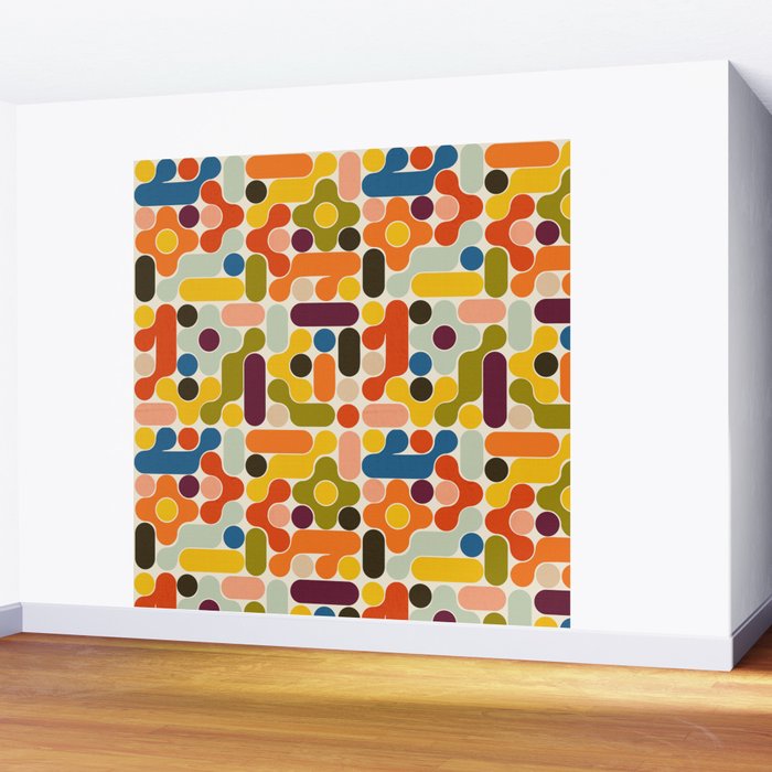 Mid Century Vivid Abstract Wall Mural Gallery Image 2