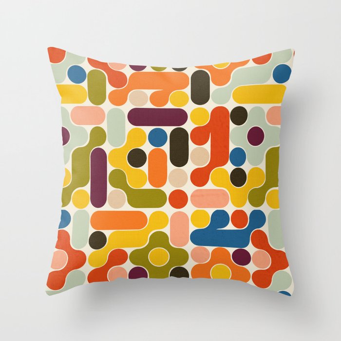 Mid Century Vivid Abstract Throw Pillow Gallery Image 1
