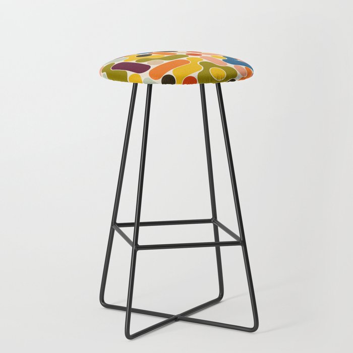 Mid Century Vivid Abstract Stool Gallery Image 1