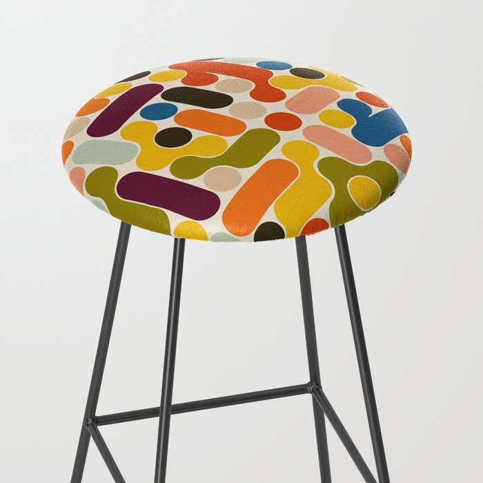 Mid Century Vivid Abstract Stool Gallery Image 2