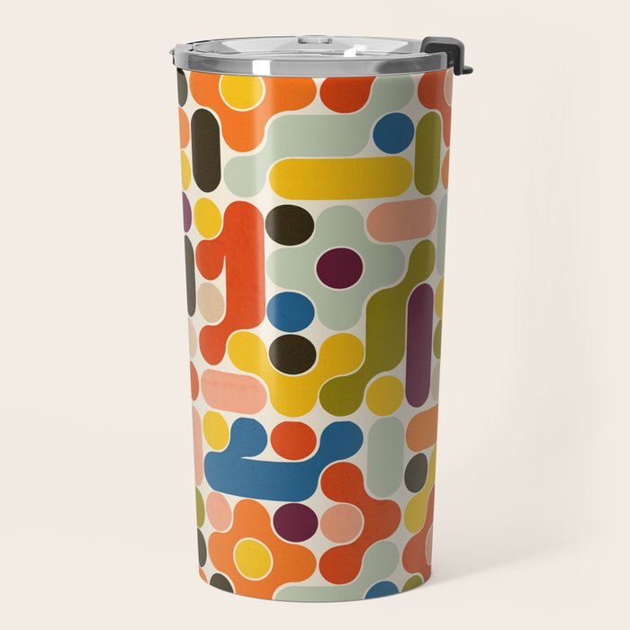 Mid Century Vivid Abstract Travel Mug Gallery Image 2