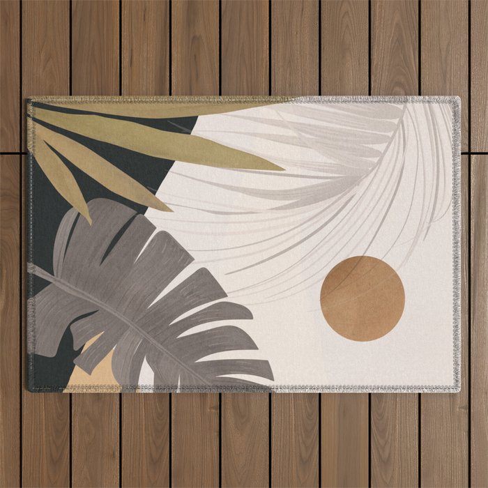 Abstract Art Tropical Leaves 97 Outdoor Rug Gallery Image 1